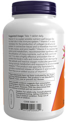 Nutrition facts panel for Now Foods Vitamin C-1000 Sustained Release with Rose Hips