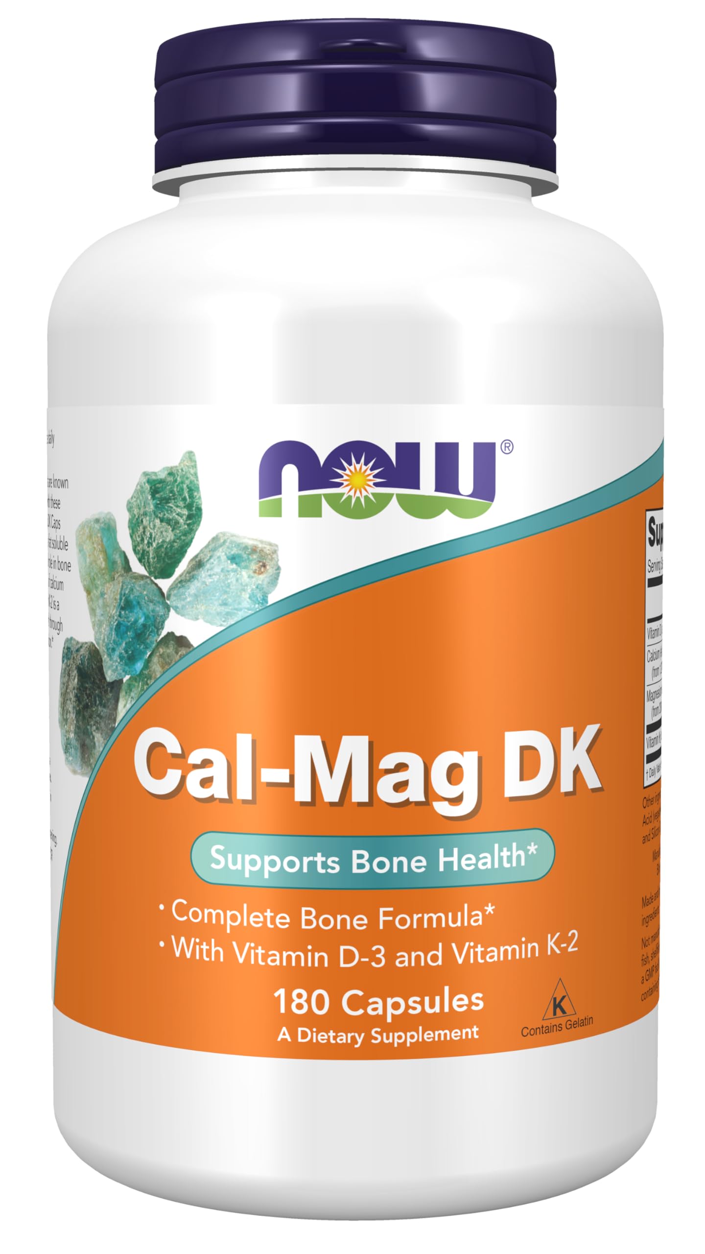 NOW Foods Cal-Mag DK capsules bottle, 180-count