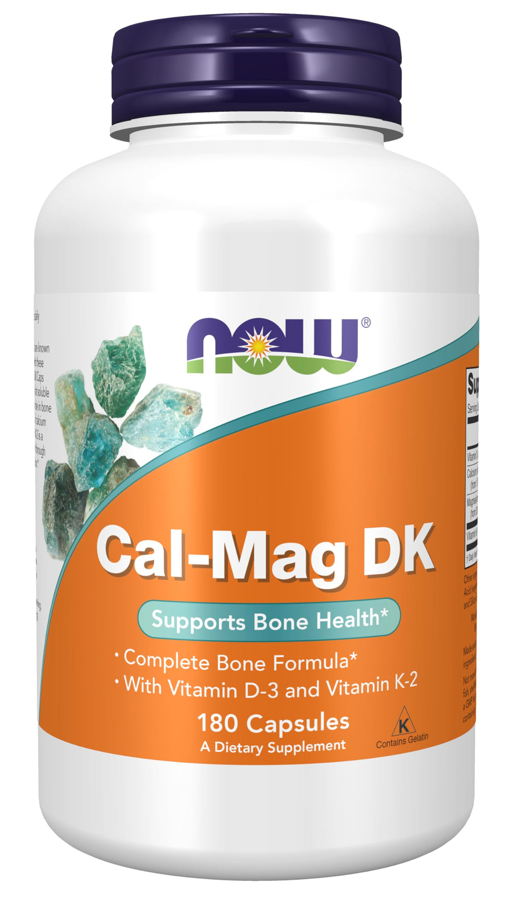 NOW Foods Cal-Mag DK capsules bottle, 180-count