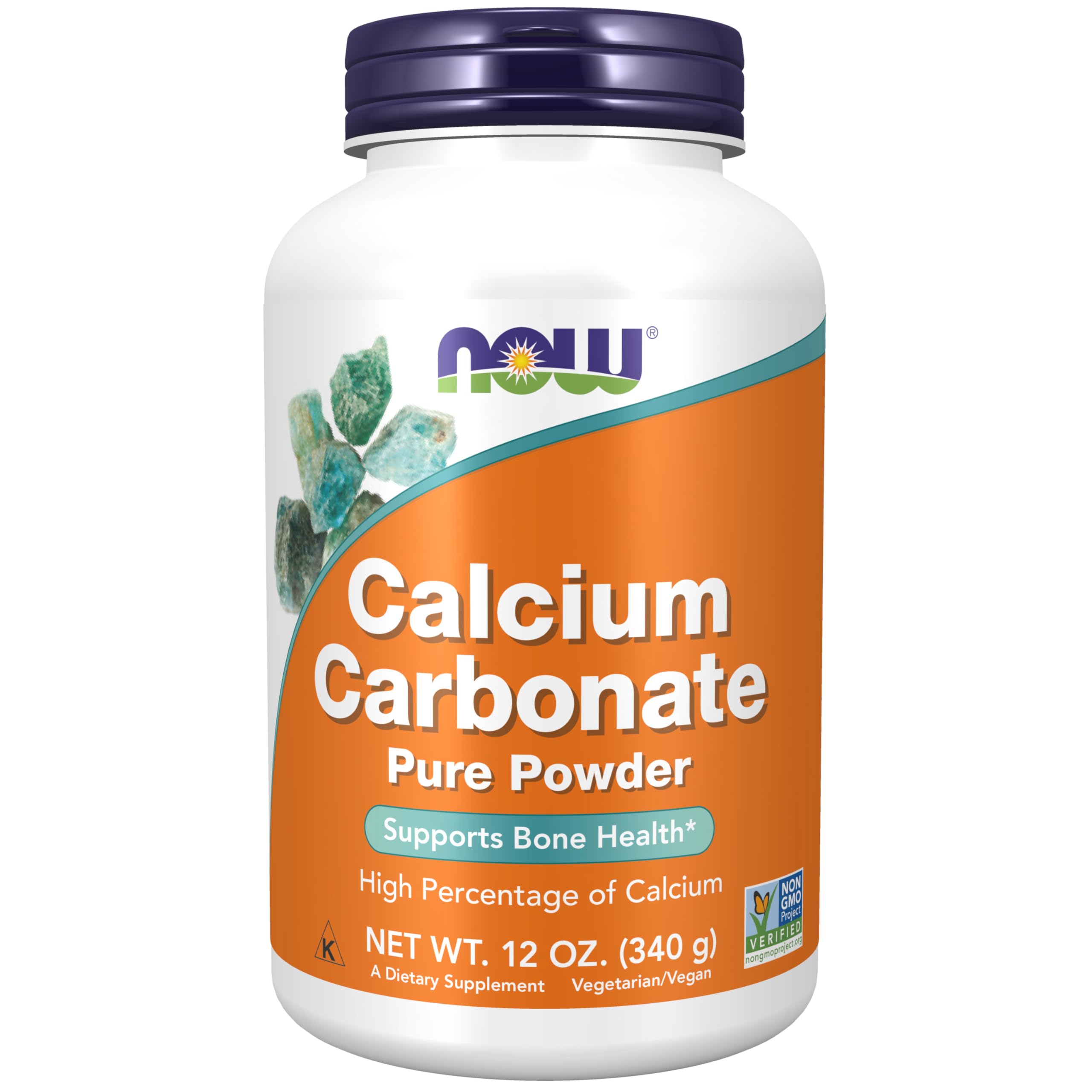 NOW Foods Calcium Carbonate Powder container label