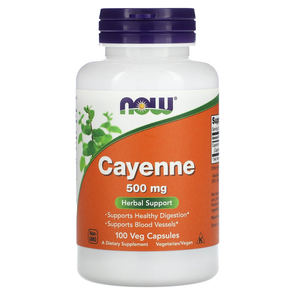 Now Foods Cayenne 500mg 100 Vcaps bottle front