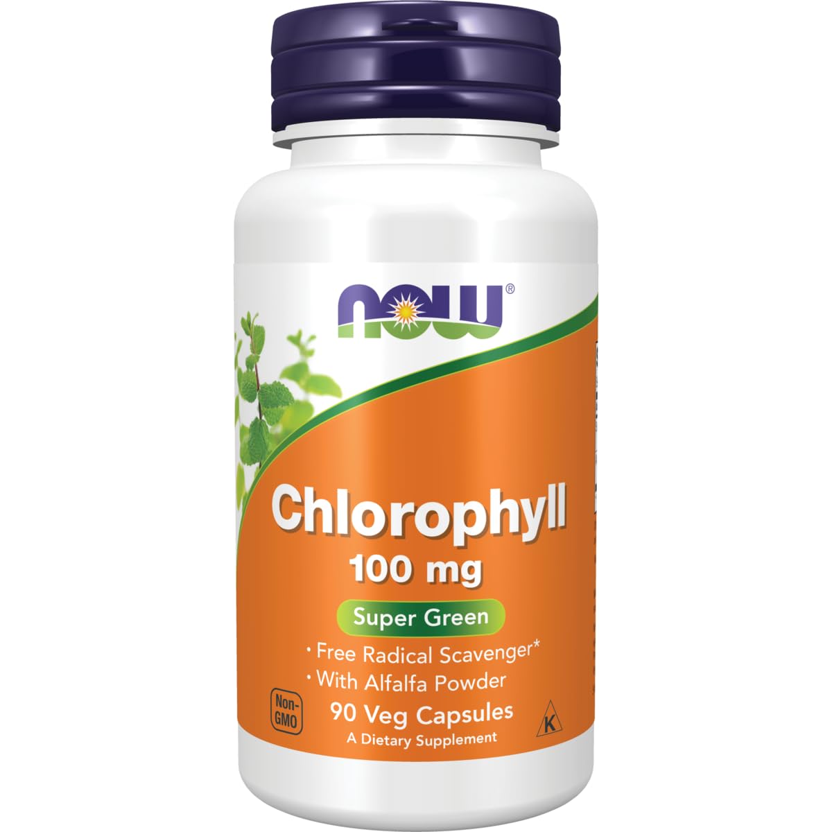 NOW Foods Chlorophyll 100 mg 90 Veg Capsules bottle front
