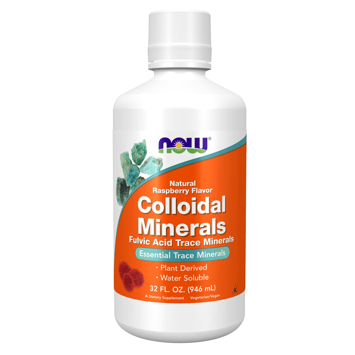 NOW Foods Colloidal Minerals Raspberry bottle front 32 oz