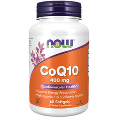 NOW Foods CoQ10 400 mg bottle with 60 softgels (hero image)
