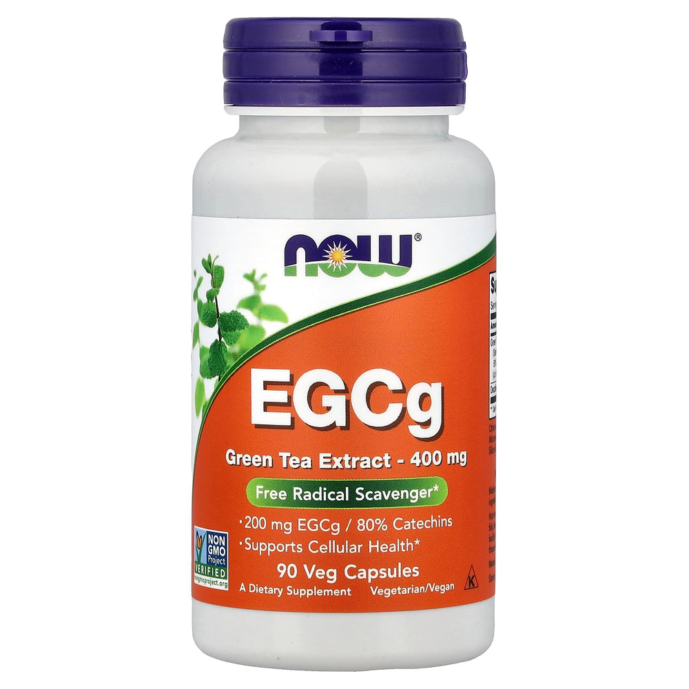 NOW Foods EGCG green tea bottle showing 200 mg EGCg per capsule for cellular support