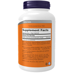 NOW Foods GABA 750mg bottle back panel with supplement information
