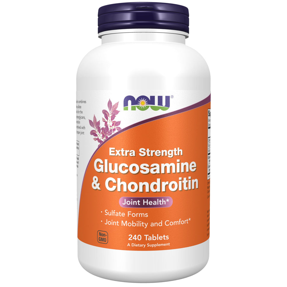 NOW Foods Glucosamine & Chondroitin Extra Strength bottle label