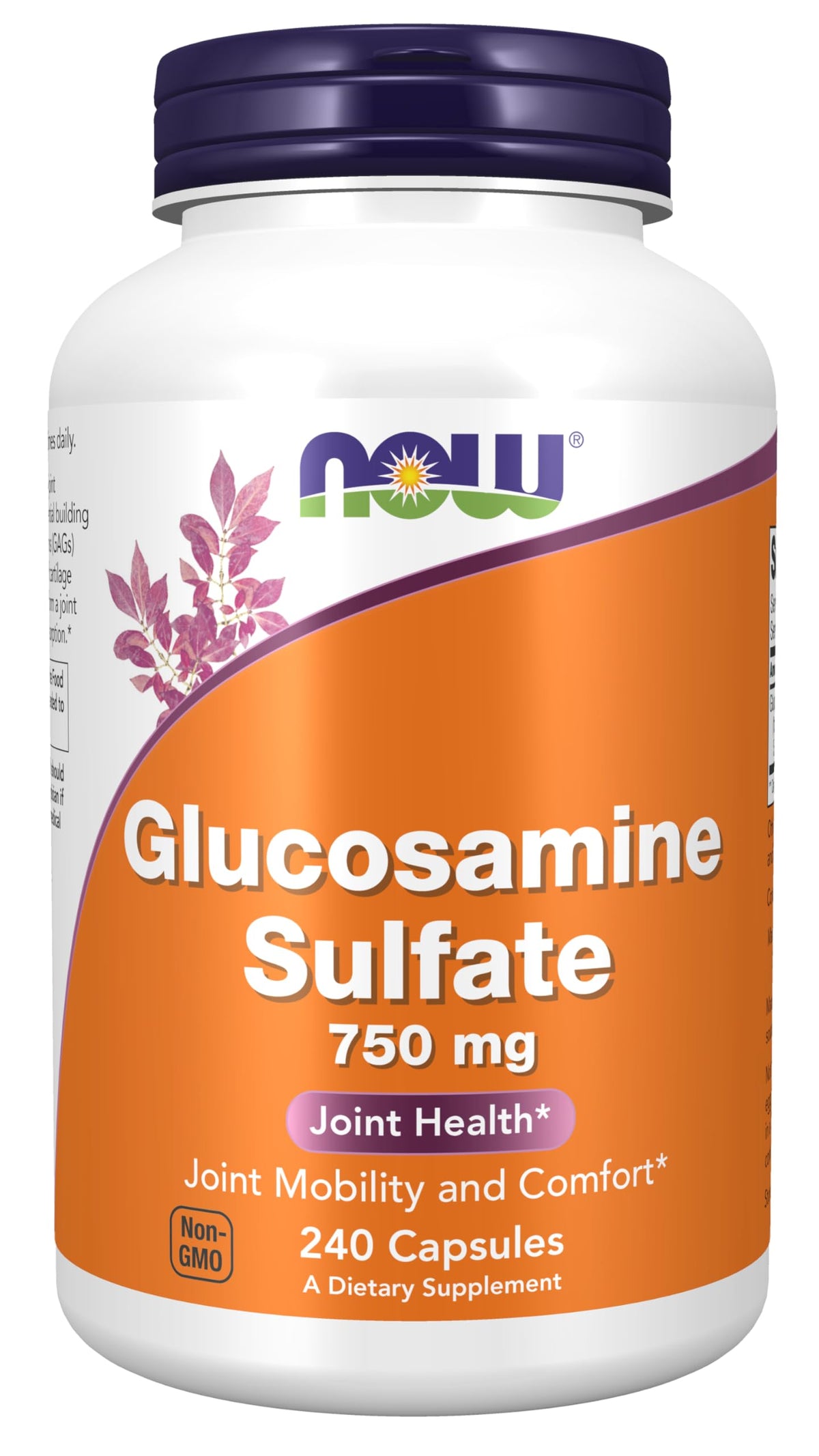 NOW Foods Glucosamine Sulfate 750 mg bottle with 240 vegan capsules