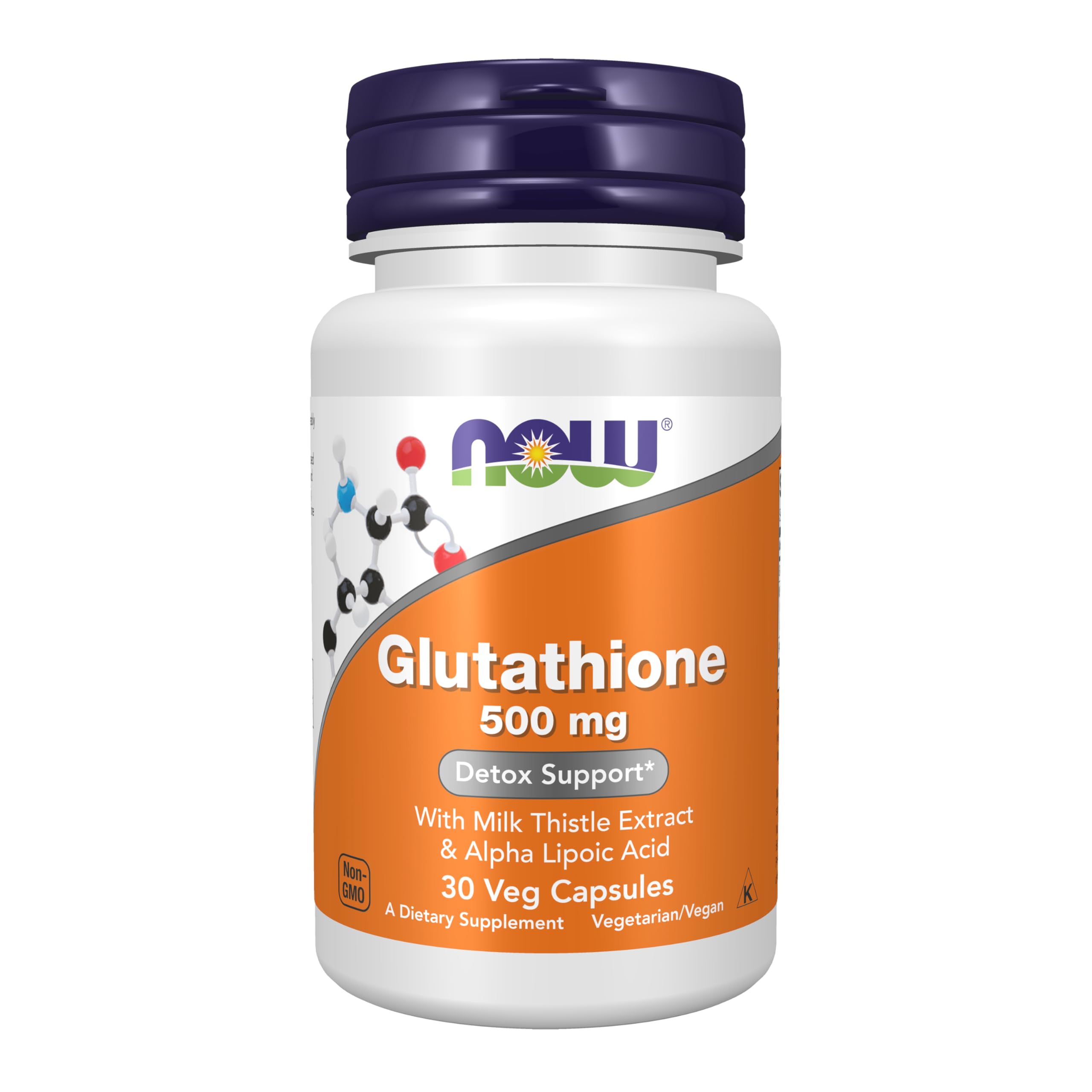 NOW Foods Glutathione 500 mg bottle with capsules for potential detox support