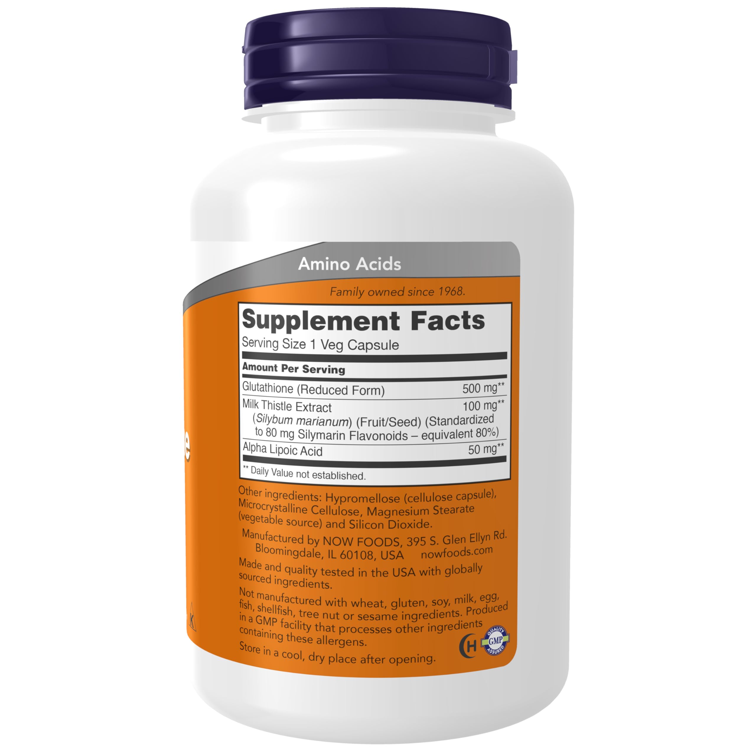 Close-up of Reduced Active Form Glutathione with Milk Thistle and Alpha Lipoic Acid