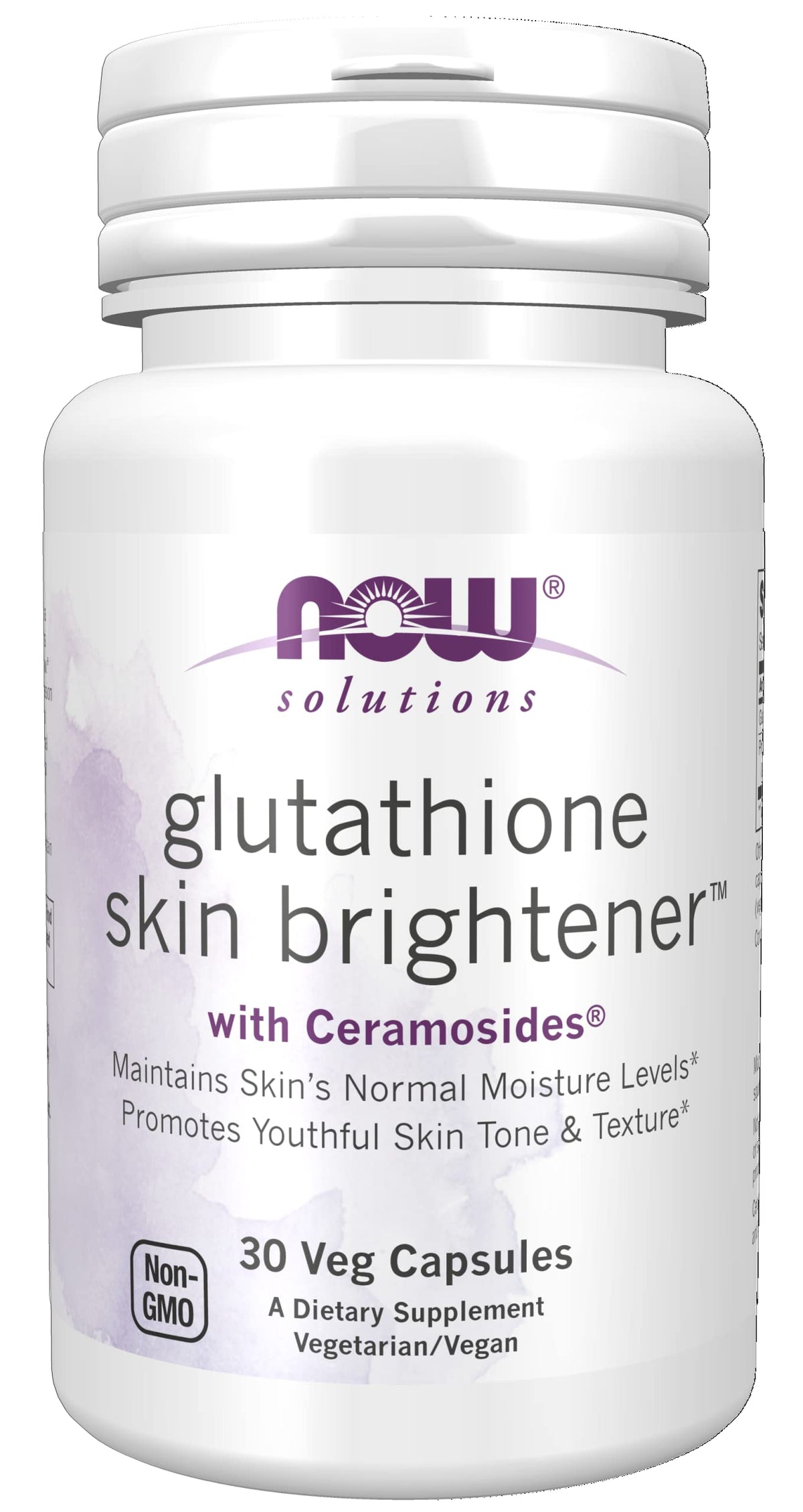 NOW Foods Solutions Glutathione Skin Brightener with Ceramosides bottle front label