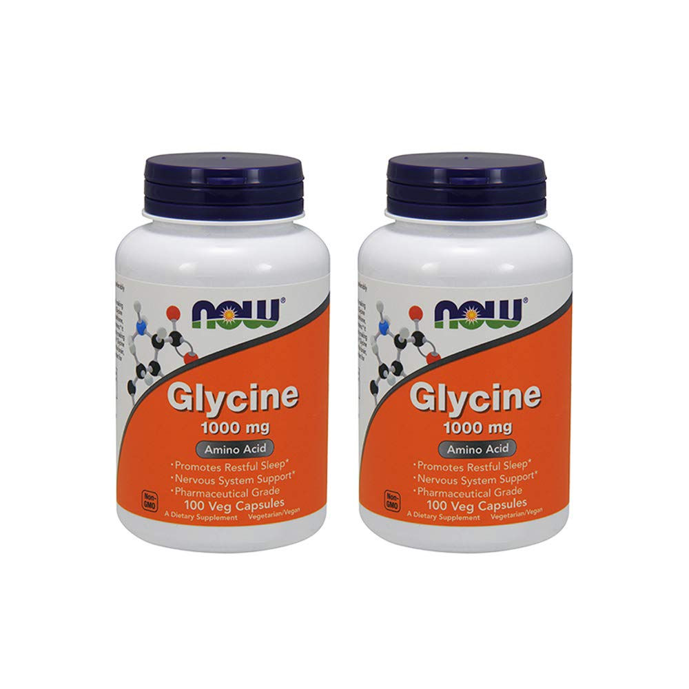 Now Foods Glycine 1000 mg two-pack bottle label