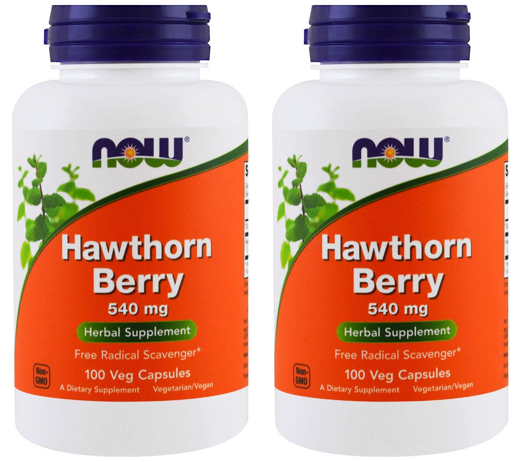 NOW Foods Hawthorn Berry 540 mg, 100 Veg Capsules Pack of 2
