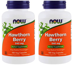 NOW Foods Hawthorn Berry 540 mg, 100 Veg Capsules Pack of 2