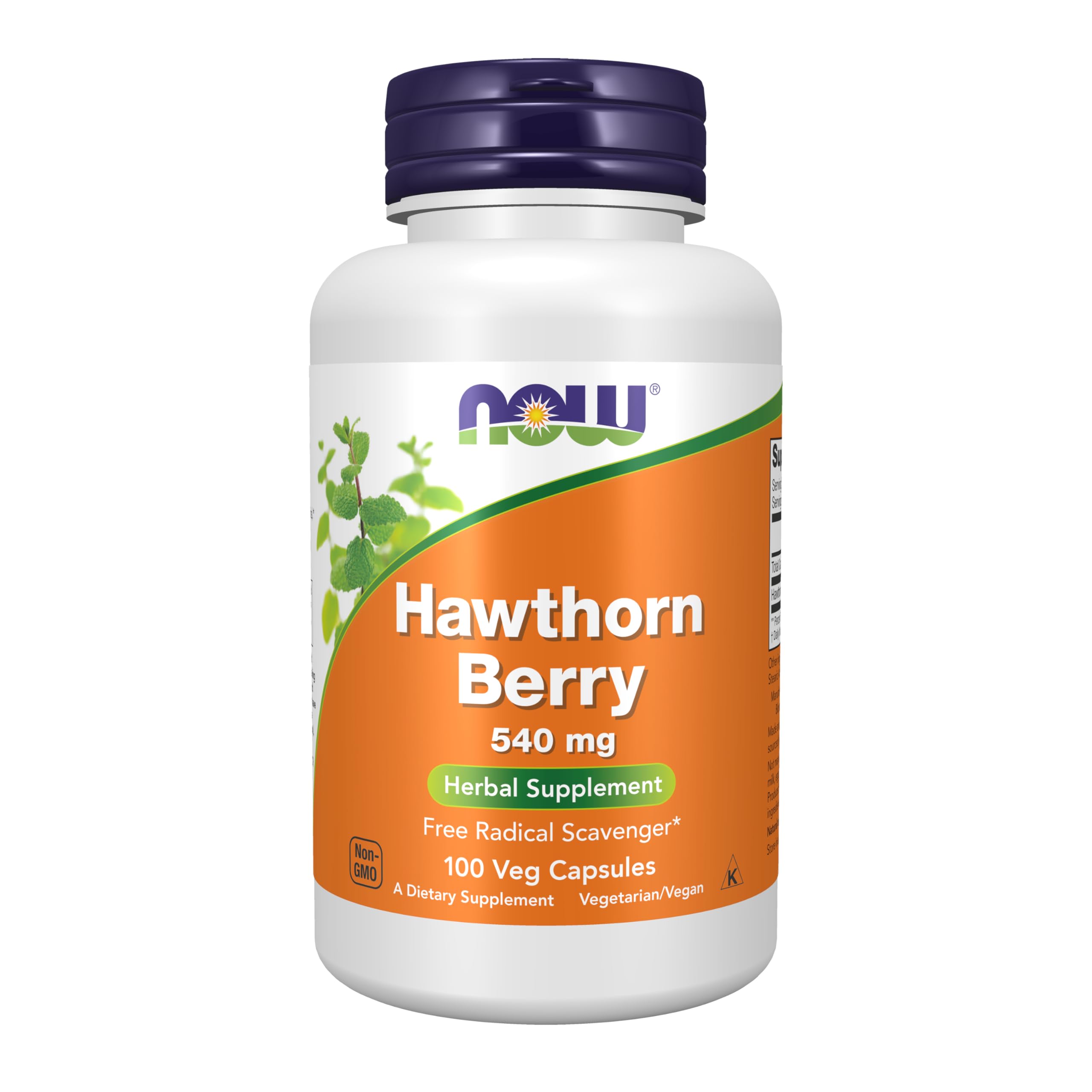 NOW Foods Hawthorn Berry 540 mg bottle with 100 vegetarian capsules