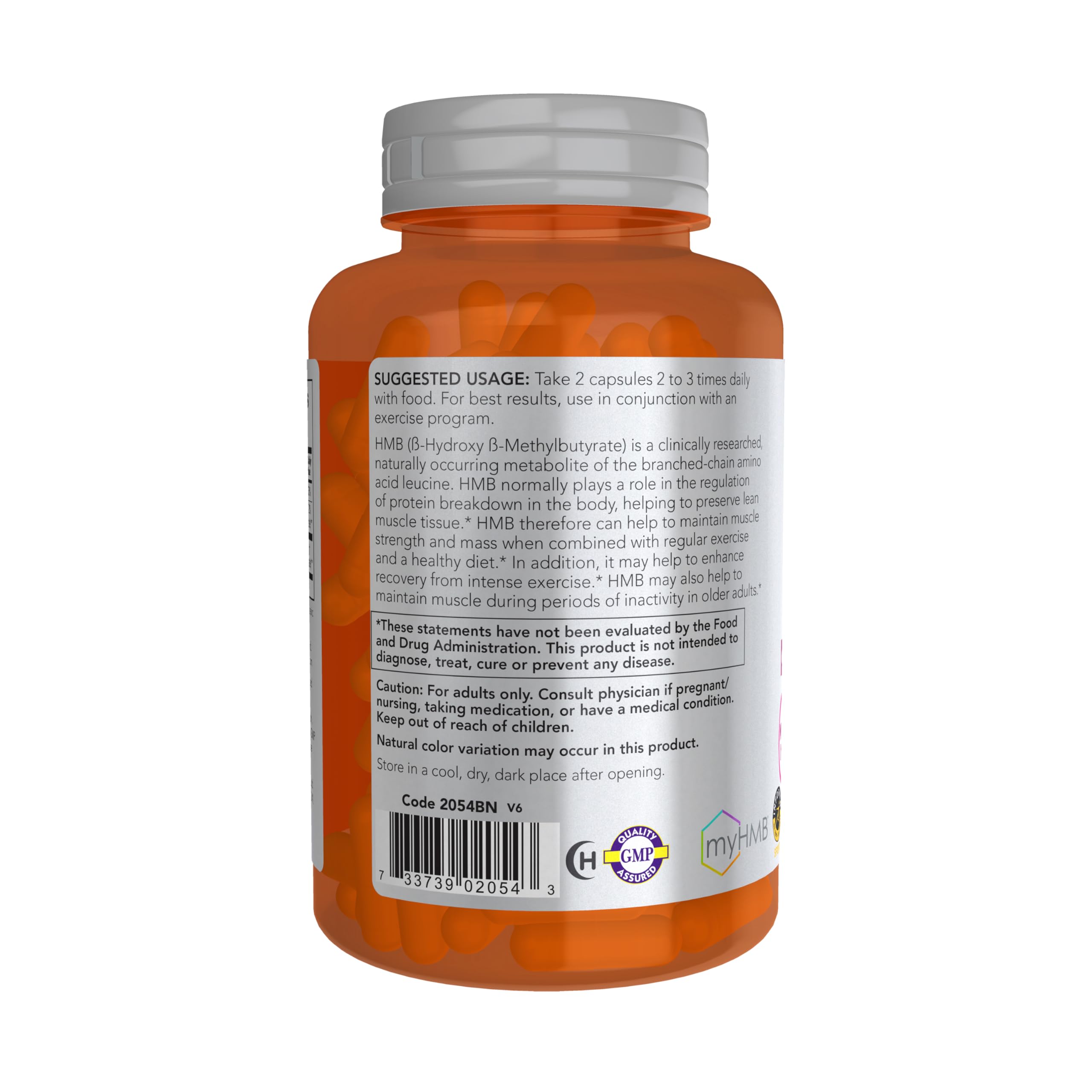 NOW Foods HMB capsules lean-muscle portrait indicating maintenance during training.