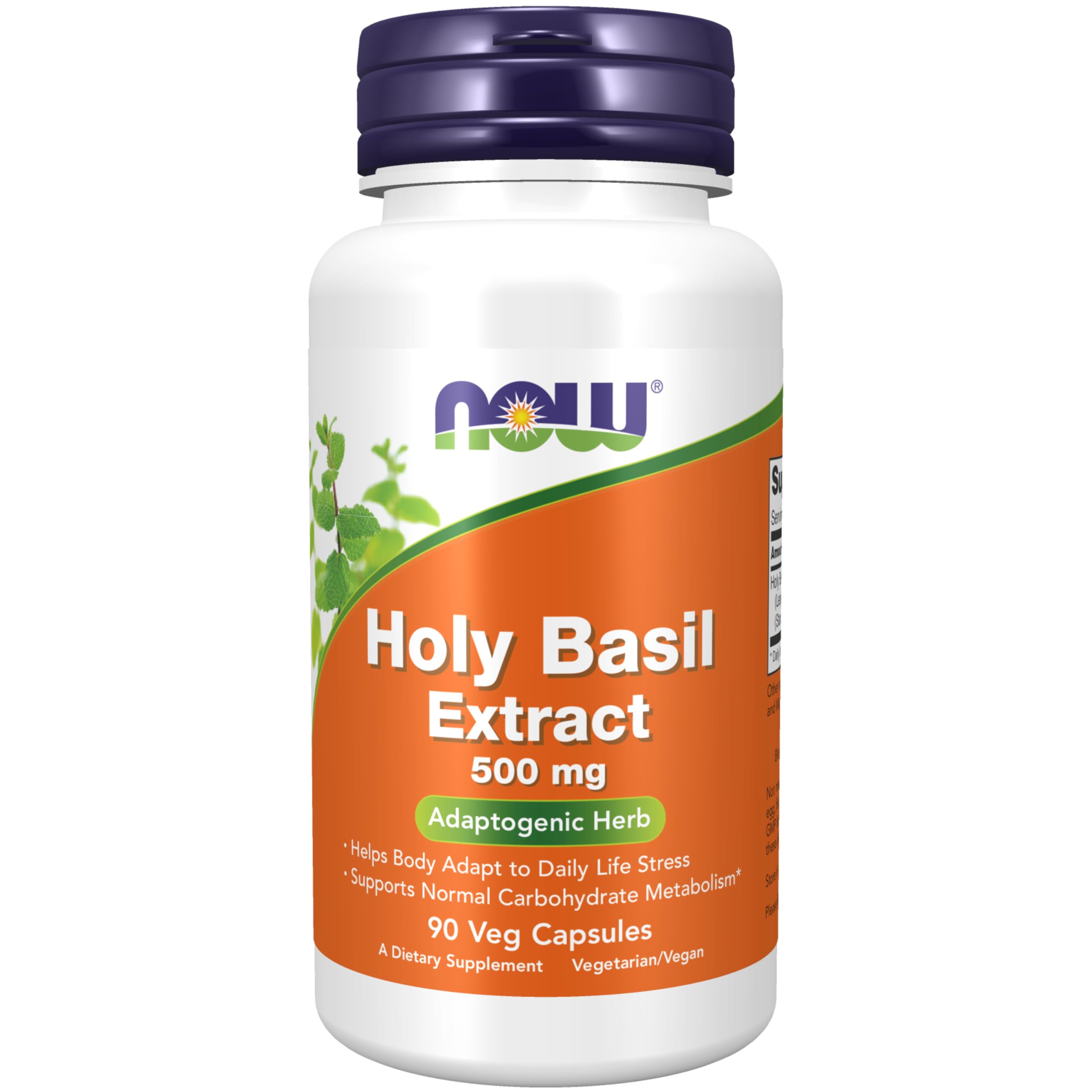 NOW Foods Holy Basil Extract 500 mg bottle – front view