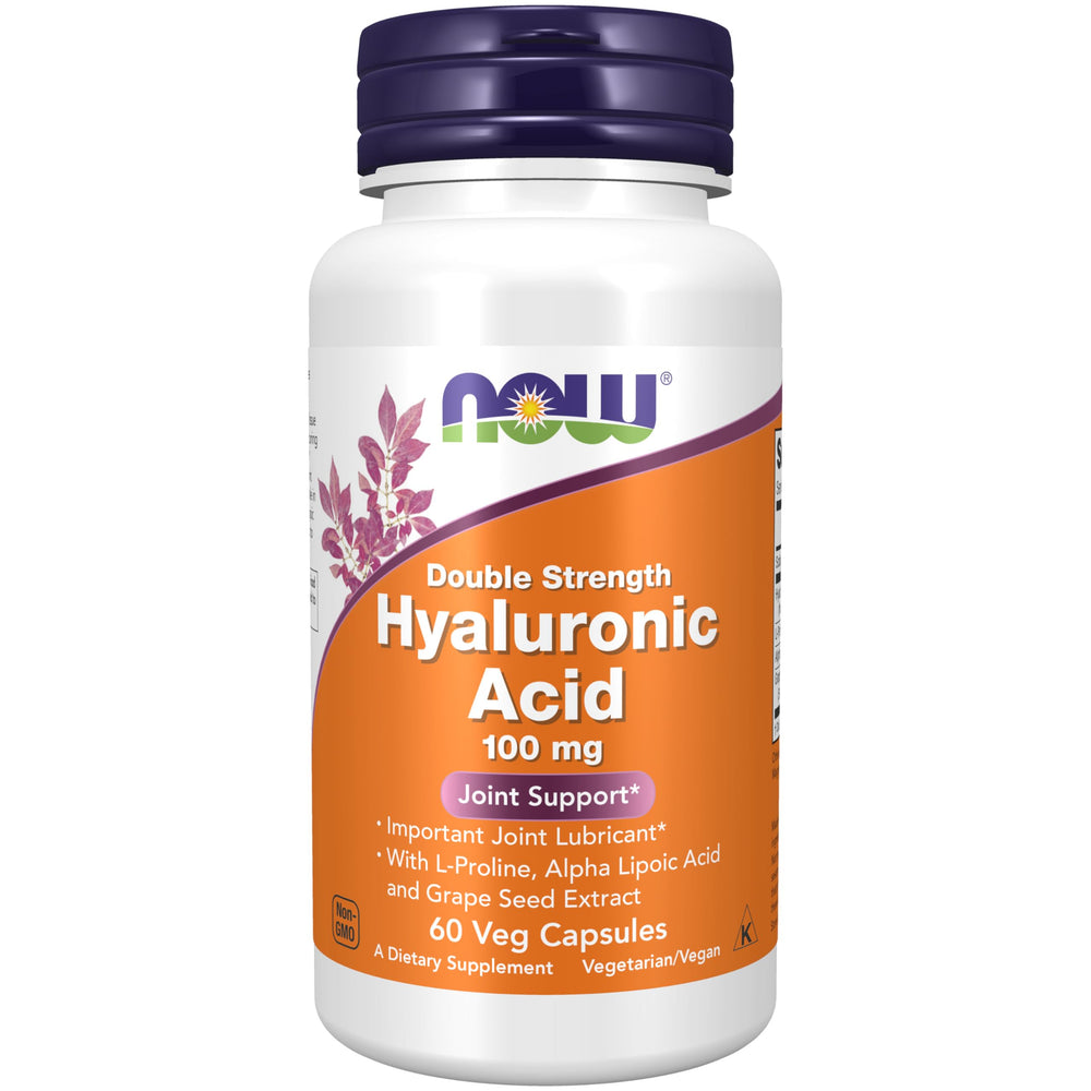 NOW Foods Hyaluronic Acid 100 mg double-strength veggie capsule bottle front