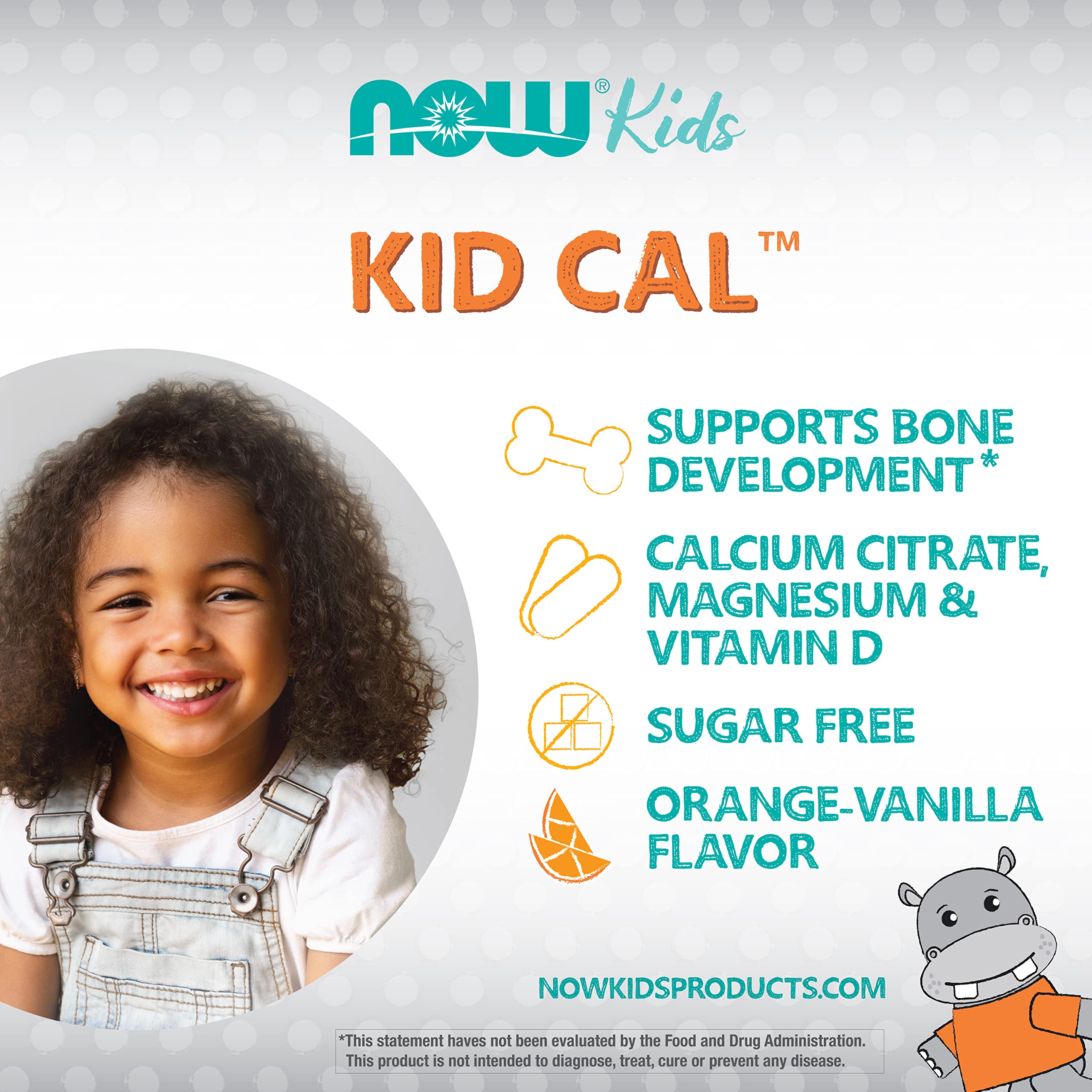Ingredient list for NOW Kid Cal Chewables tart orange