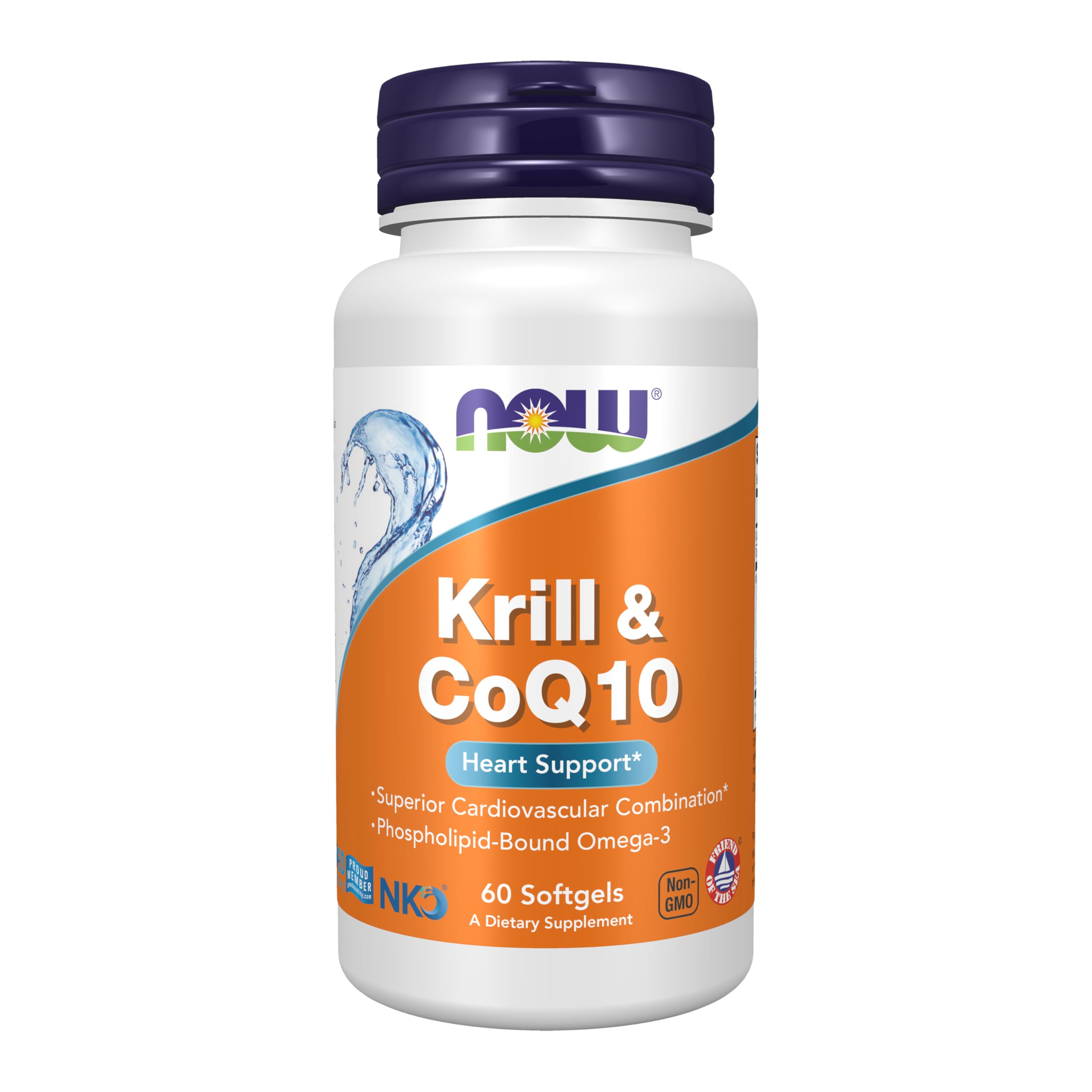 NOW Foods Krill & CoQ10 Softgels bottle and packaging