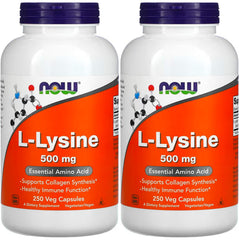 Two NOW Foods L-Lysine 500 mg bottles (Pack of 2) - product hero