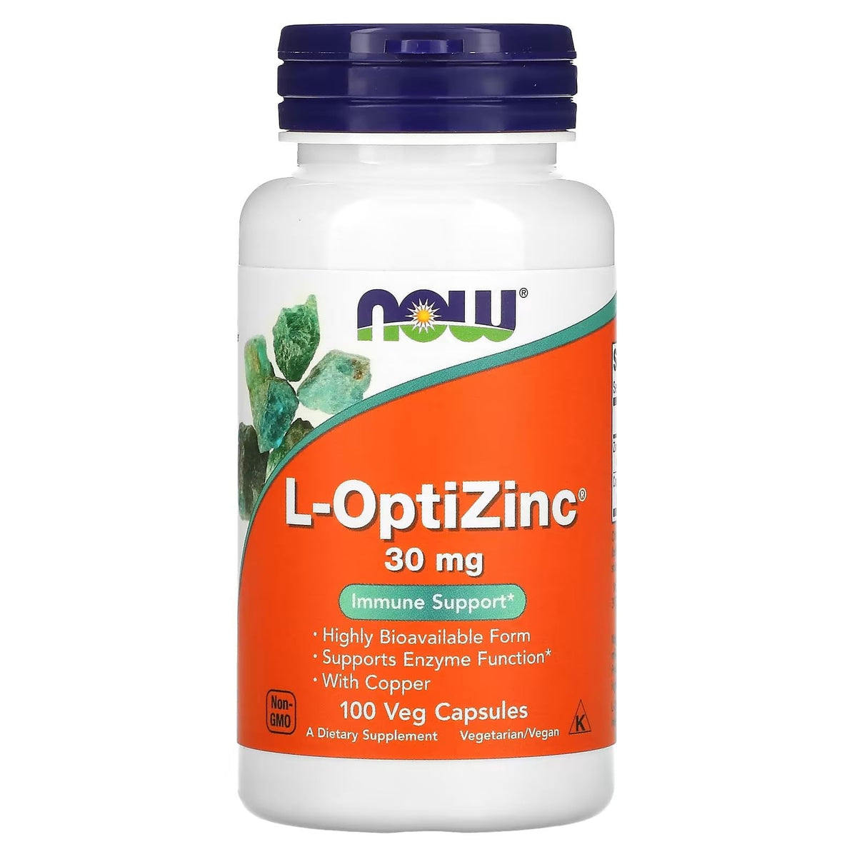 Now Foods L-Optizinc Immune Support bottle with 30 mg zinc per capsule, 2-pack