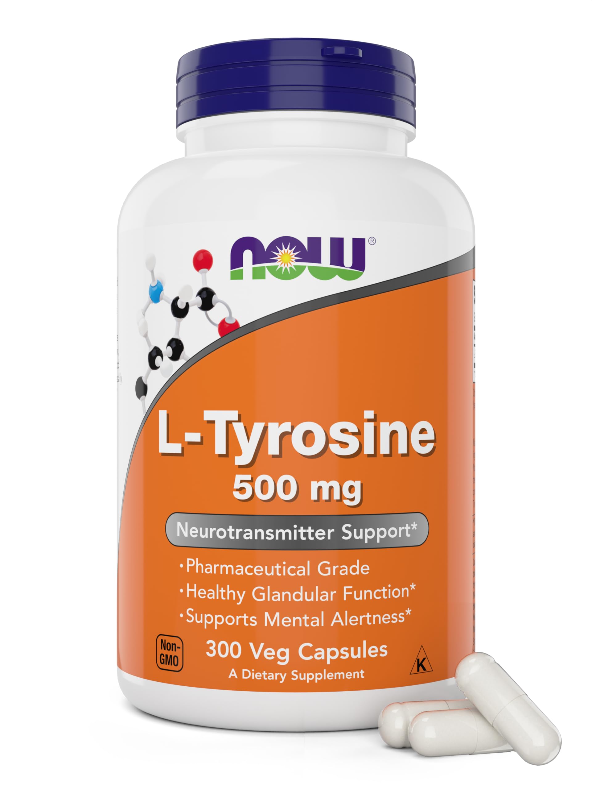 Now Foods L-Tyrosine 500mg bottle with 300 capsules
