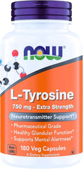 NOW Foods L-Tyrosine 750 mg bottle – front view