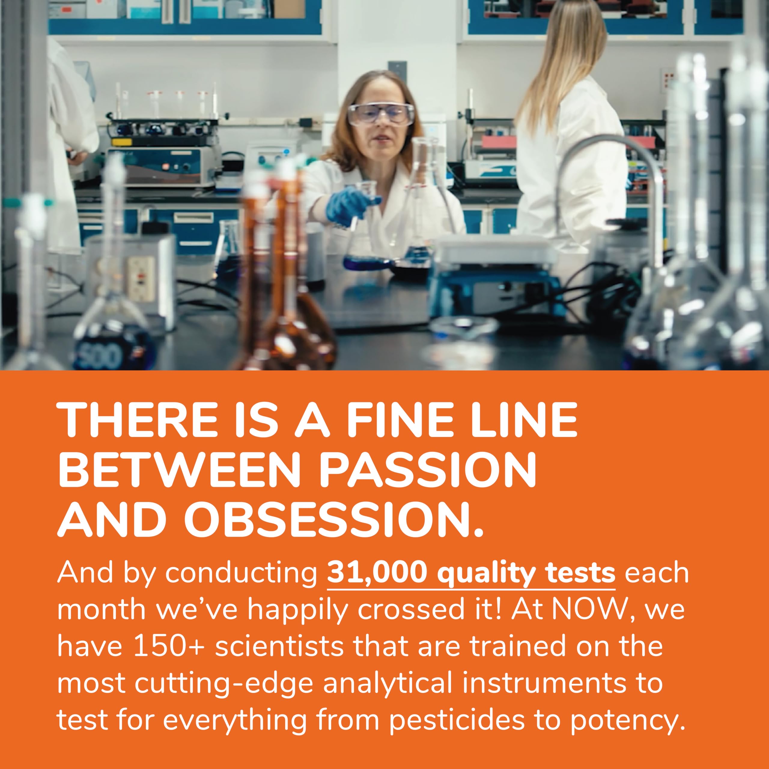 NOW Foods label and nutrition panel emphasizing GMP quality and third-party testing
