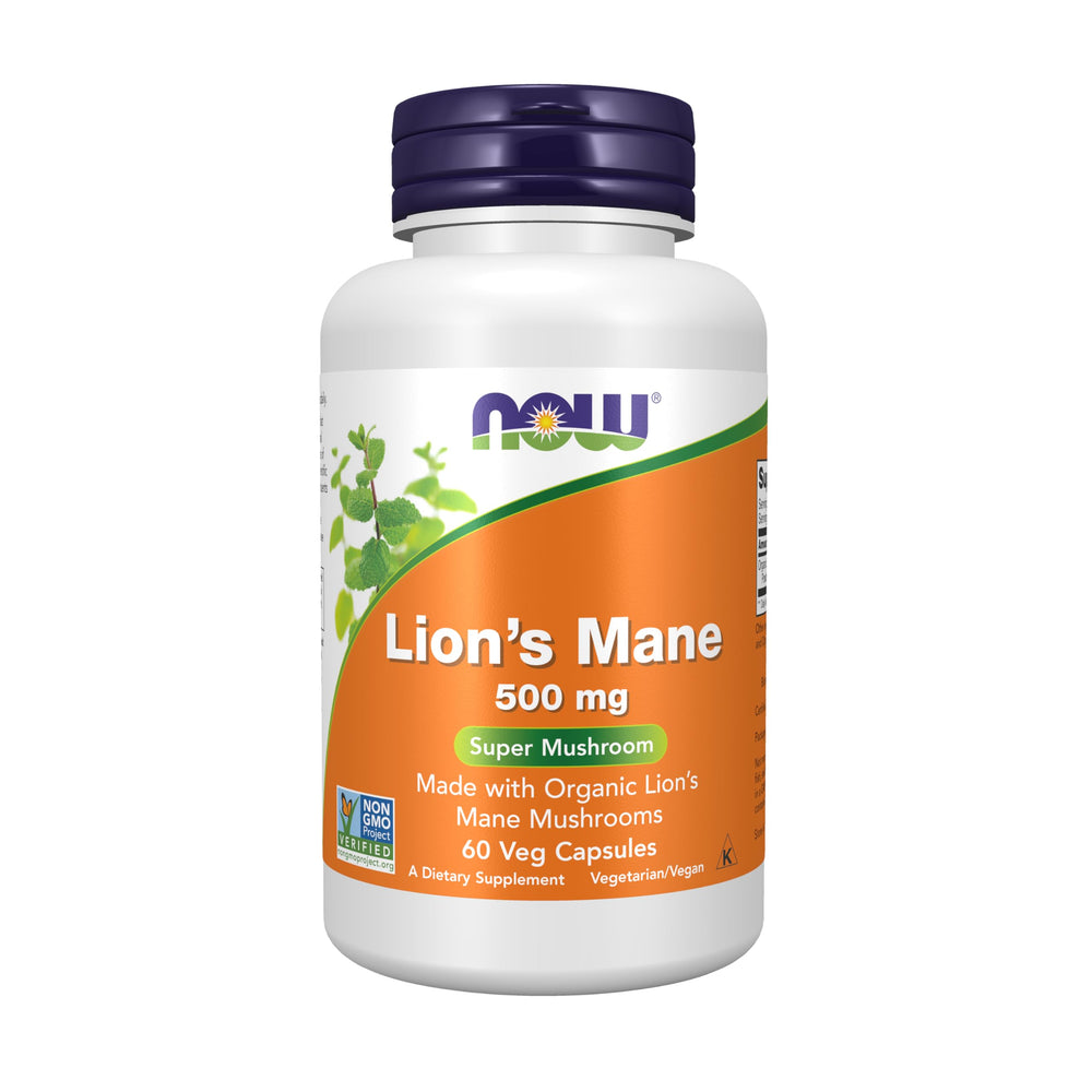 NOW Foods Lion's Mane 500 mg bottle on white background
