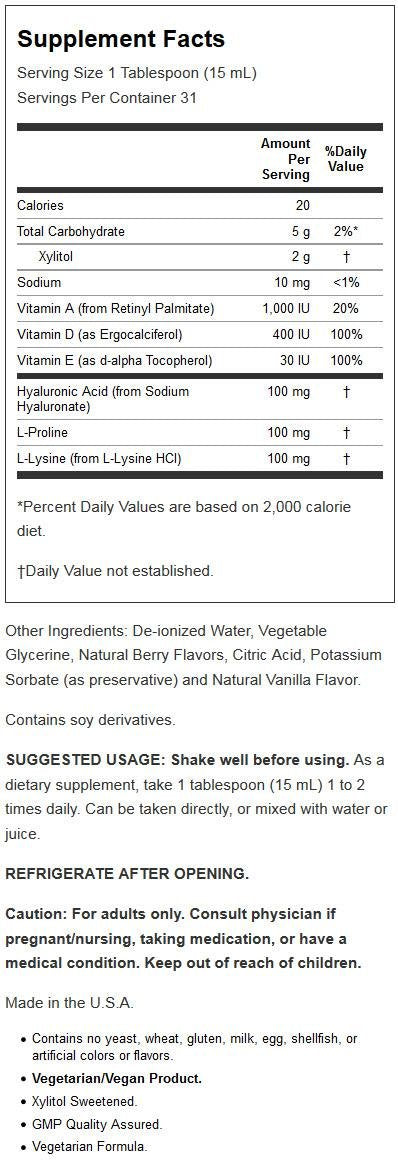 Now Foods Liquid Hyaluronic Acid 100 Milligrams, 16 Ounces - product pack image