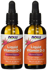 NOW Foods Liquid Vitamin D-3 400 IU Liquid Dropper, 2 fl oz – Pack of 2