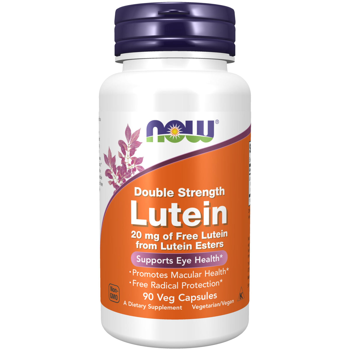 NOW Foods Lutein 20 mg bottle with 90 vegan capsules