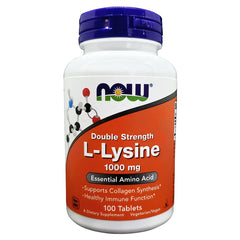 NOW Foods L-Lysine Hydrochloride 1000 mg vegan tablets bottle front