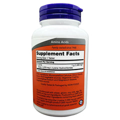 NOW Foods L-Lysine Hydrochloride 1000 mg label close-up