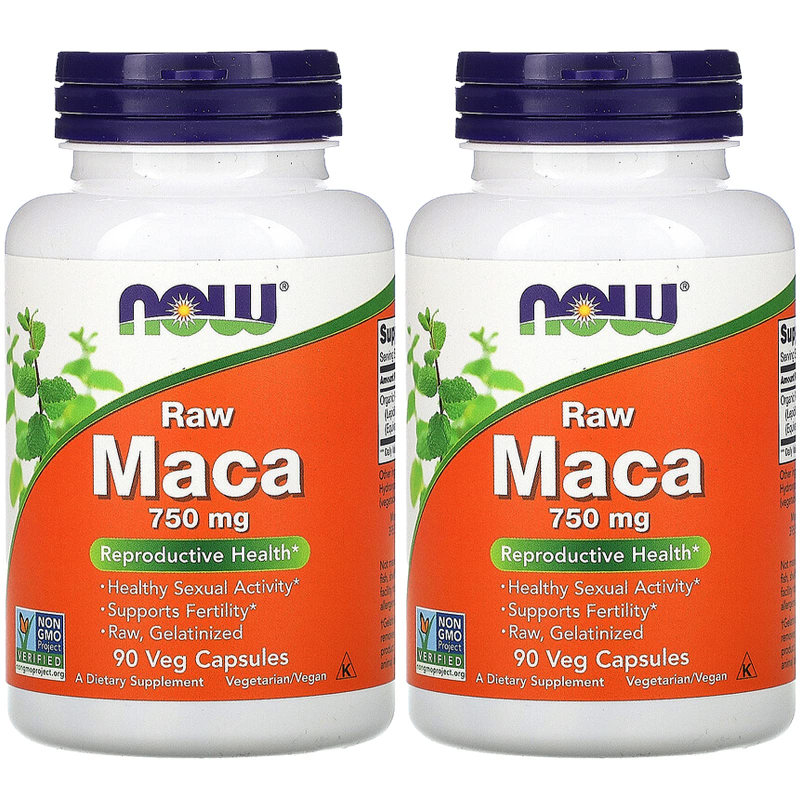 Now Foods Maca Raw 750 mg 2-Pack – 90 Veggie Caps bottle front