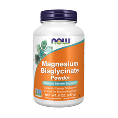 NOW Foods Magnesium Bisglycinate Powder 8 oz front view