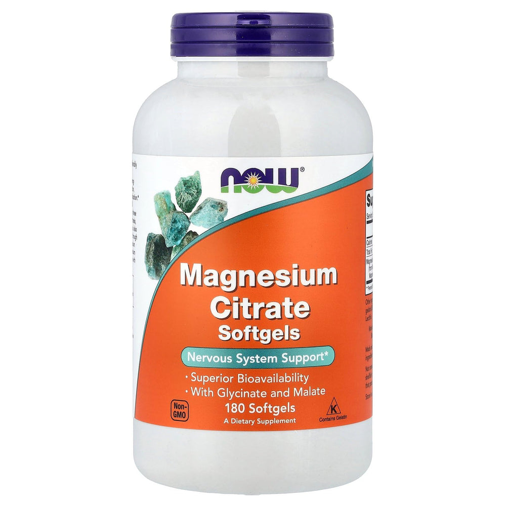NOW Foods Magnesium Citrate Softgels bottle close-up