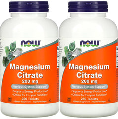 NOW Foods Magnesium Citrate 200 mg bottle with 250 tablets (pack of 2)