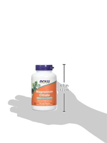 Capsules close-up of Now Foods Magnesium Citrate Caps 120 Vcaps