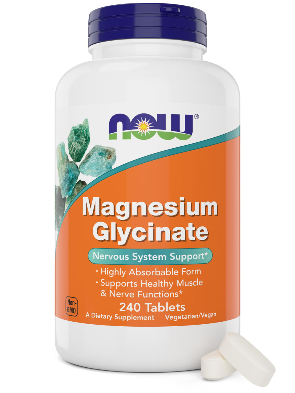 Now Foods Magnesium Glycinate 240 Tablets bottle front view