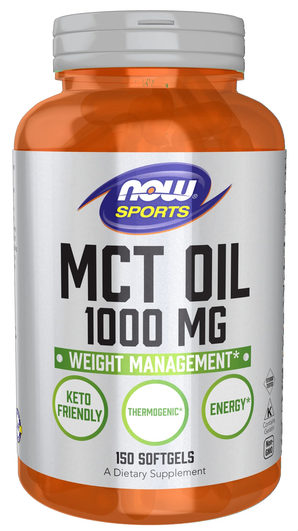 NOW Foods MCT Oil 1000 mg bottle with 150 softgels