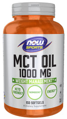 NOW Foods MCT Oil 1000 mg bottle with 150 softgels