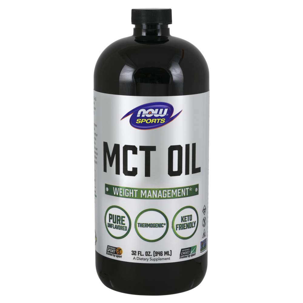 NOW Foods MCT 100% Oil bottle, 32 fl oz - front view