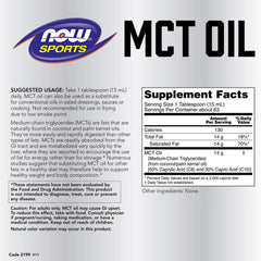NOW Foods MCT oil bottle label close-up