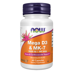 NOW Foods Mega D-3 and MK-7 bottle front