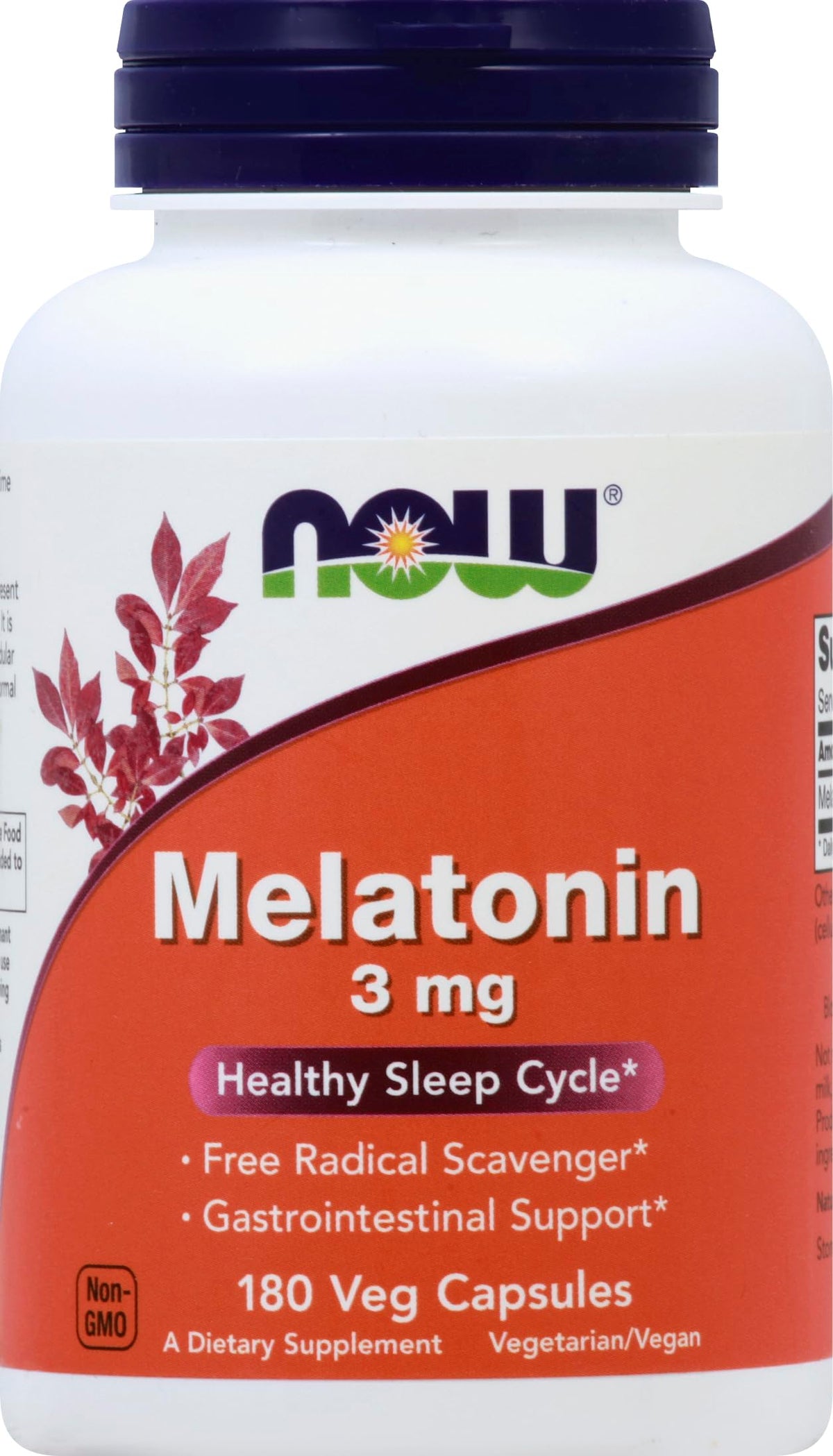 Now Foods Melatonin 3 mg 180 Caps bottle