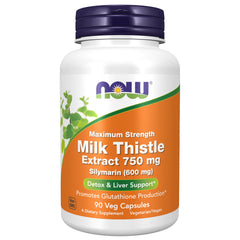 NOW Foods Milk Thistle Extract bottle with 90 vegan capsules
