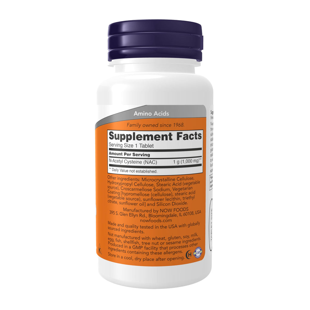 NOW Foods NAC 1,000 mg bottle, front view