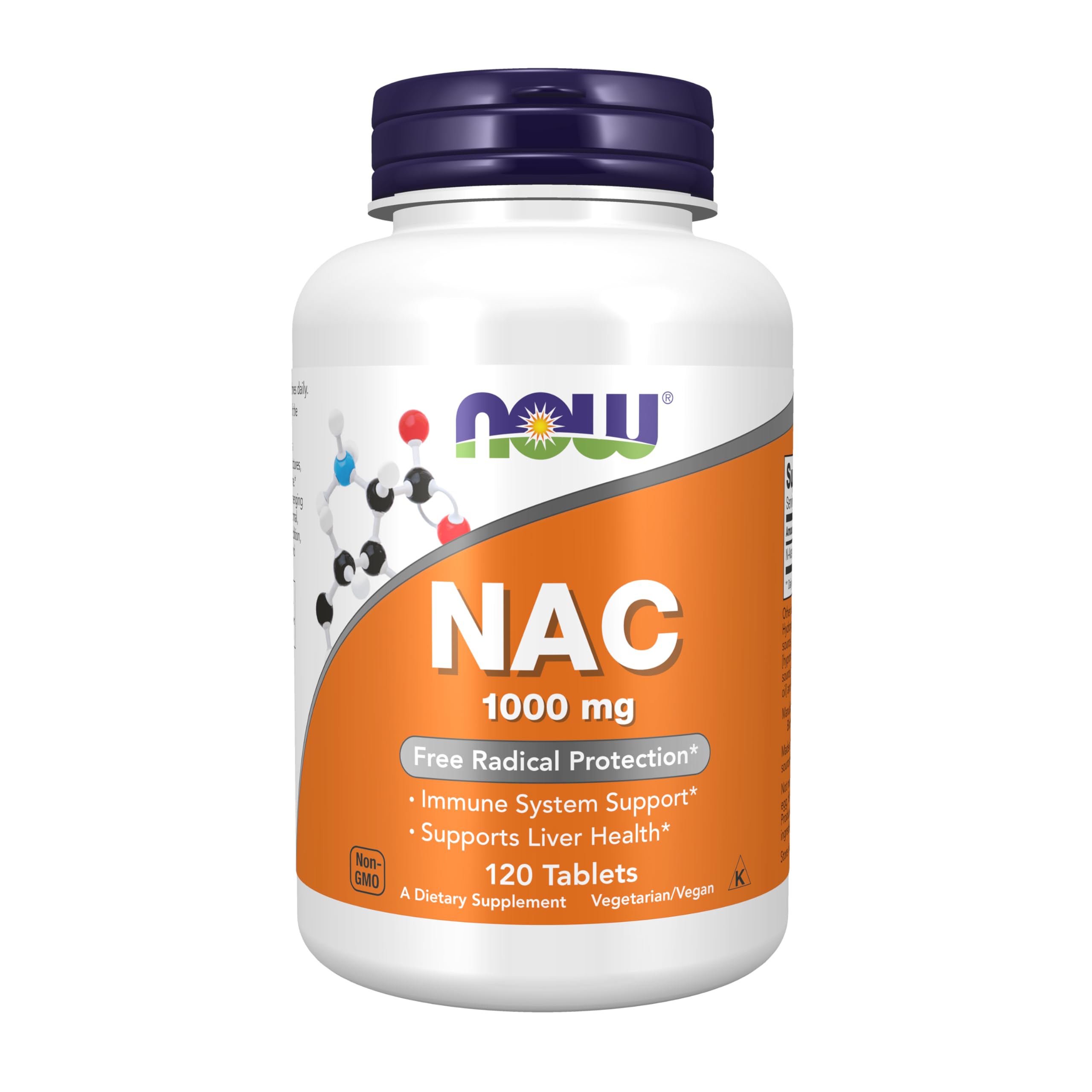 NOW Foods NAC 1000 mg bottle with label, highlighting immune support potential.